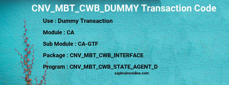 SAP CNV_MBT_CWB_DUMMY transaction code
