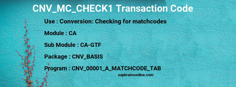 SAP CNV_MC_CHECK1 transaction code
