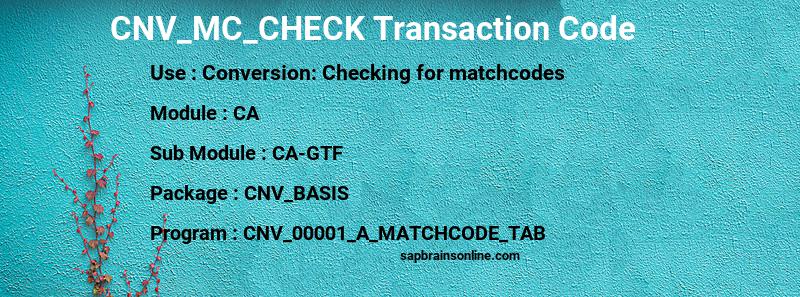 SAP CNV_MC_CHECK transaction code