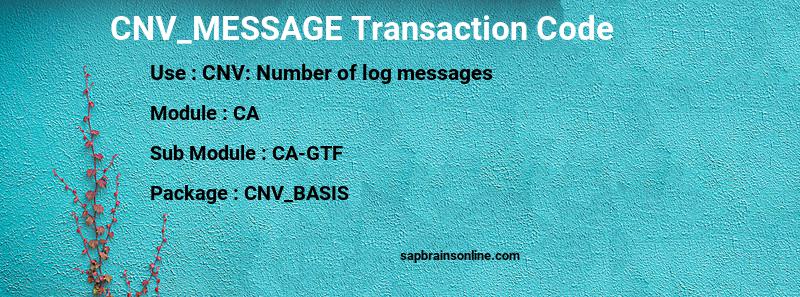 SAP CNV_MESSAGE transaction code