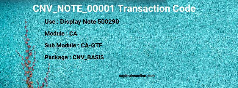 SAP CNV_NOTE_00001 transaction code