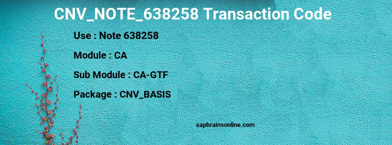 SAP CNV_NOTE_638258 transaction code