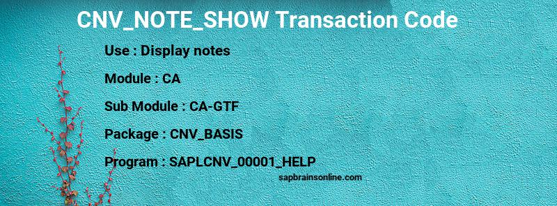 SAP CNV_NOTE_SHOW transaction code