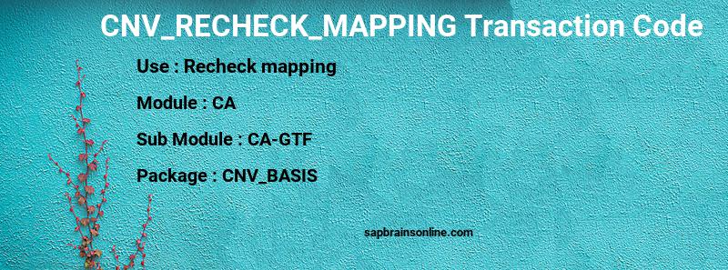 SAP CNV_RECHECK_MAPPING transaction code