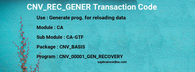 SAP CNV_REC_GENER transaction code
