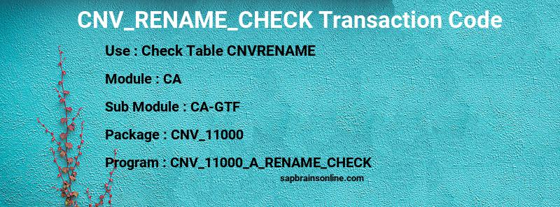 SAP CNV_RENAME_CHECK transaction code
