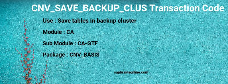 SAP CNV_SAVE_BACKUP_CLUS transaction code