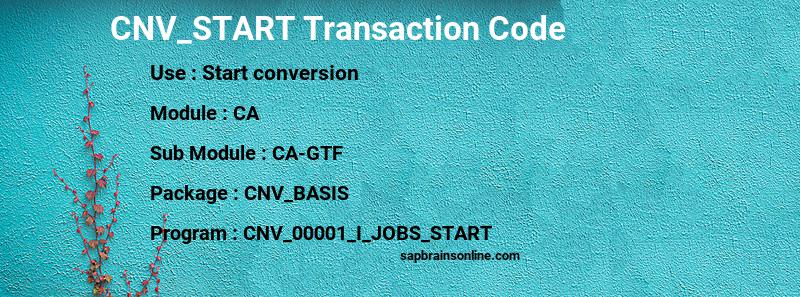SAP CNV_START transaction code