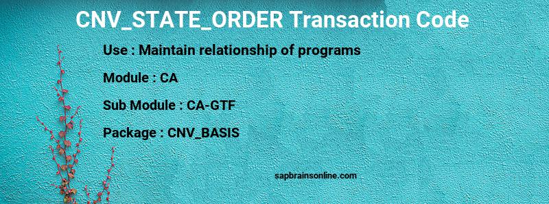SAP CNV_STATE_ORDER transaction code