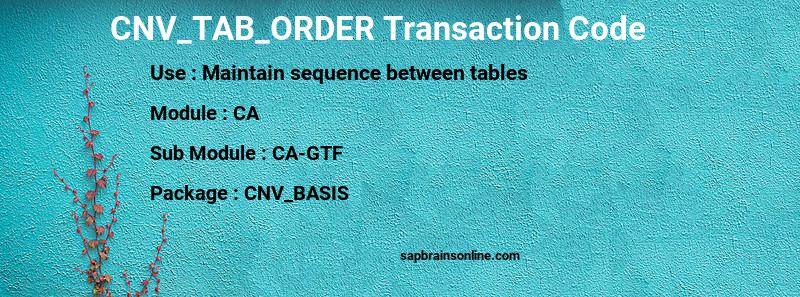 SAP CNV_TAB_ORDER transaction code