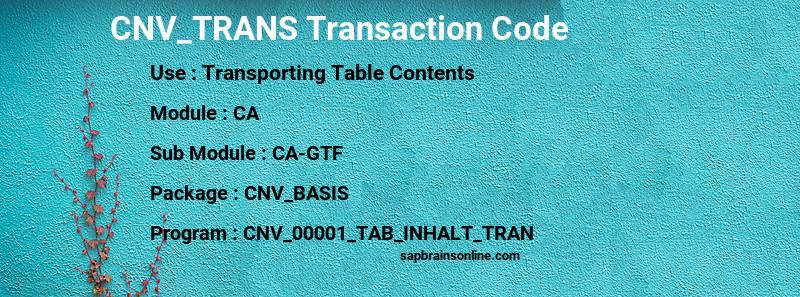 SAP CNV_TRANS transaction code