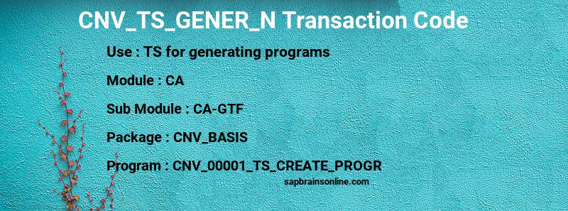 SAP CNV_TS_GENER_N transaction code