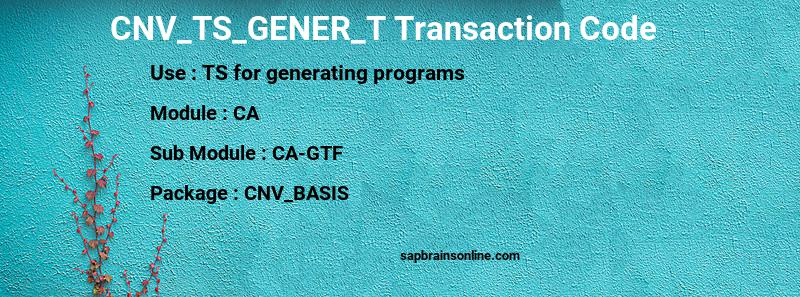 SAP CNV_TS_GENER_T transaction code