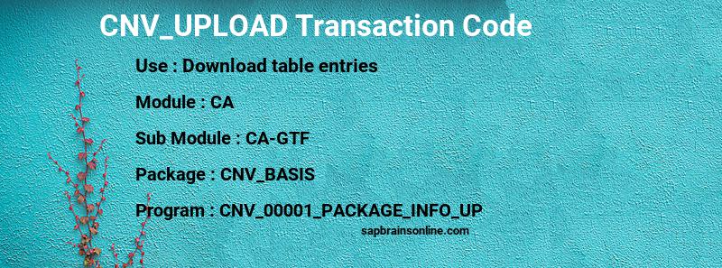 SAP CNV_UPLOAD transaction code