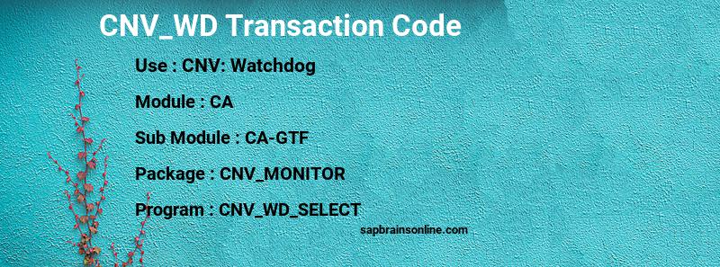 SAP CNV_WD transaction code