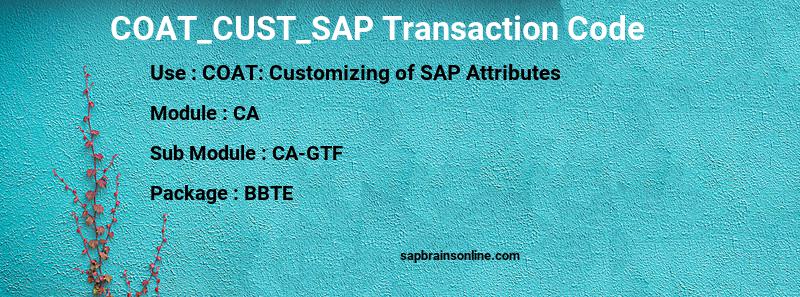 SAP COAT_CUST_SAP transaction code