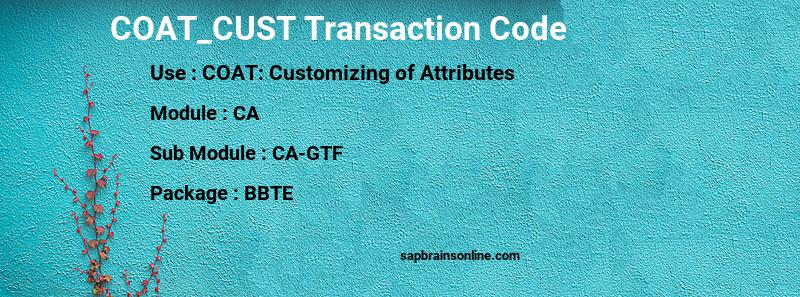 SAP COAT_CUST transaction code