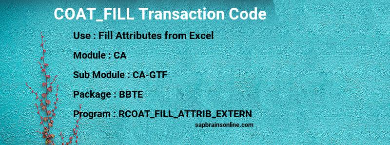 SAP COAT_FILL transaction code