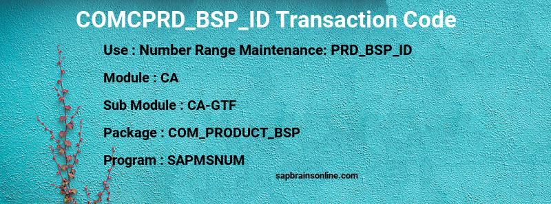 SAP COMCPRD_BSP_ID transaction code