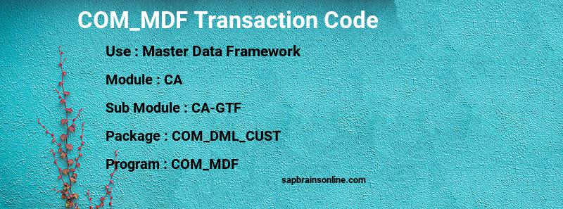 SAP COM_MDF transaction code