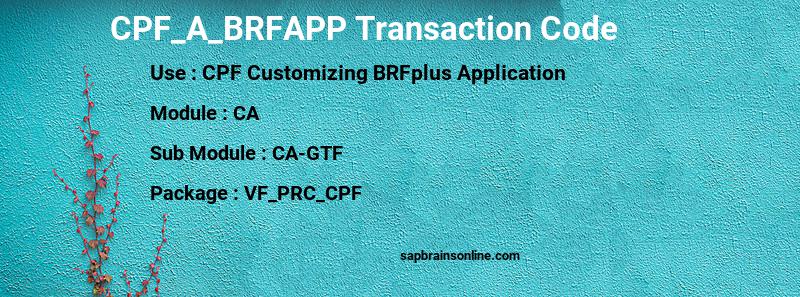 SAP CPF_A_BRFAPP transaction code
