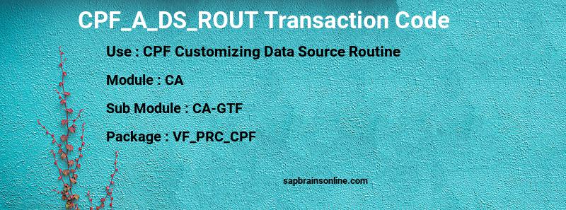 SAP CPF_A_DS_ROUT transaction code