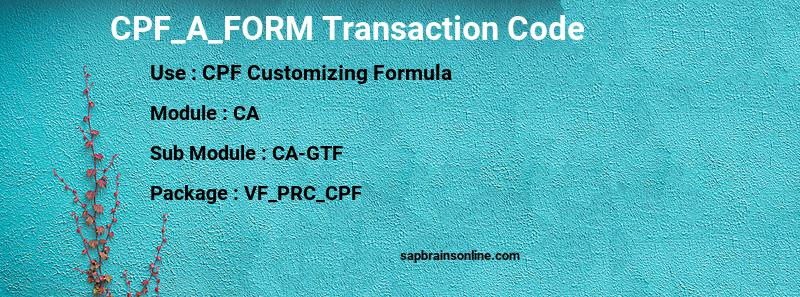 SAP CPF_A_FORM transaction code