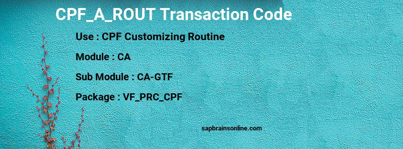 SAP CPF_A_ROUT transaction code