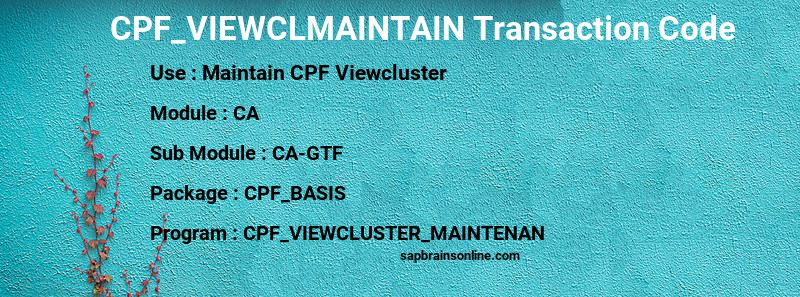 SAP CPF_VIEWCLMAINTAIN transaction code
