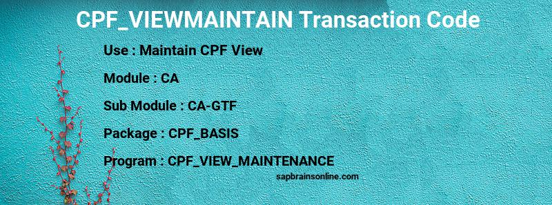 SAP CPF_VIEWMAINTAIN transaction code