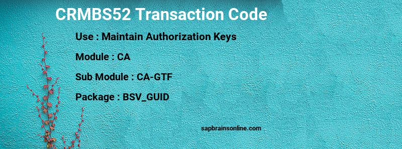 SAP CRMBS52 transaction code