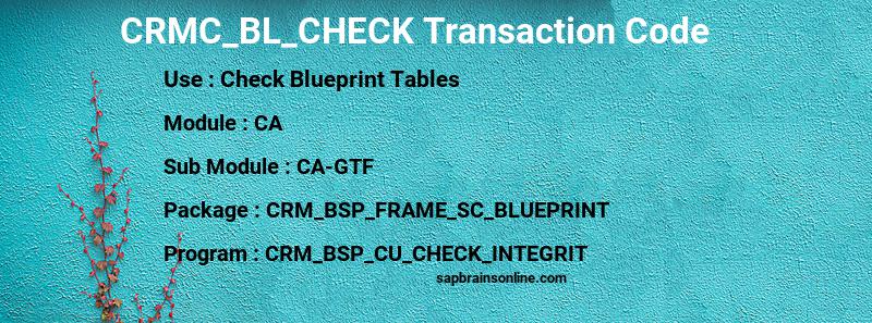 SAP CRMC_BL_CHECK transaction code