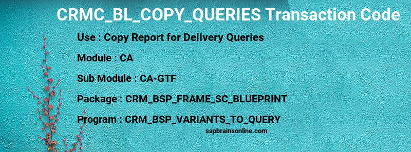 SAP CRMC_BL_COPY_QUERIES transaction code
