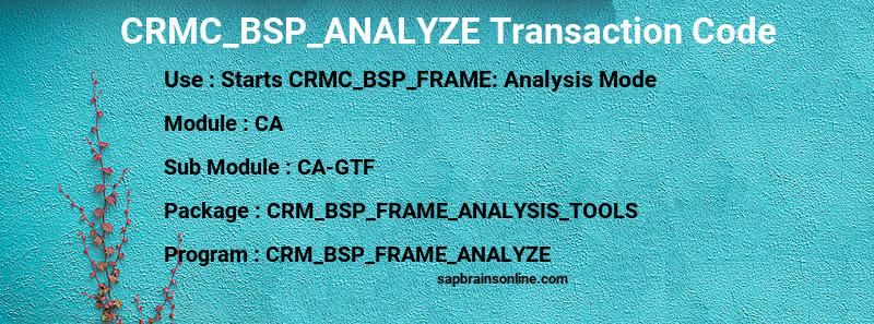 SAP CRMC_BSP_ANALYZE transaction code