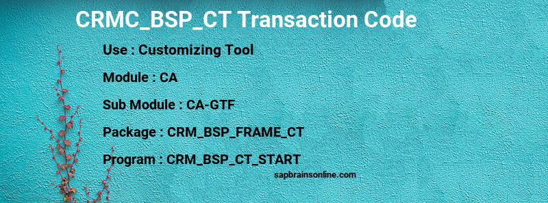 SAP CRMC_BSP_CT transaction code