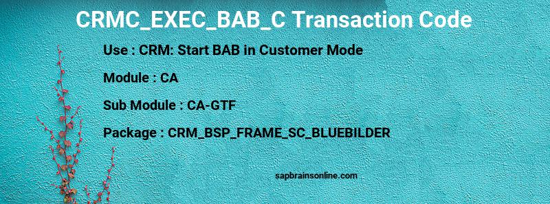SAP CRMC_EXEC_BAB_C transaction code