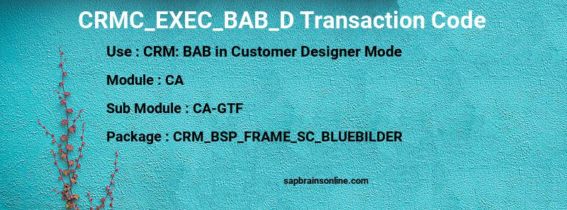 SAP CRMC_EXEC_BAB_D transaction code