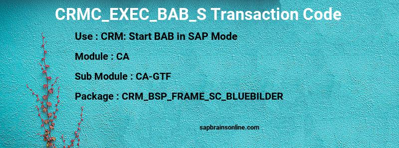SAP CRMC_EXEC_BAB_S transaction code