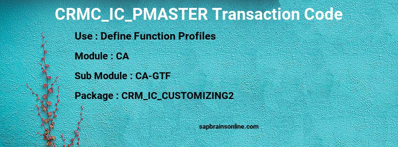 SAP CRMC_IC_PMASTER transaction code