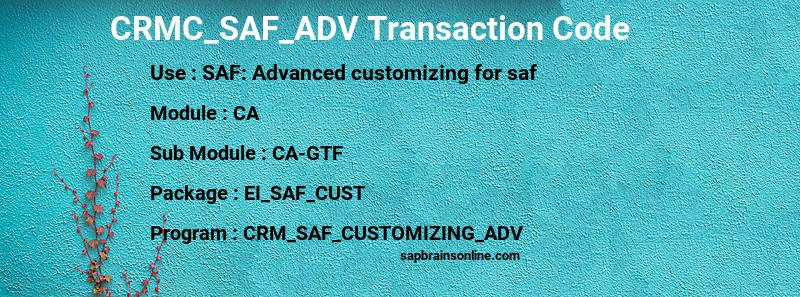 SAP CRMC_SAF_ADV transaction code