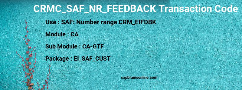 SAP CRMC_SAF_NR_FEEDBACK transaction code