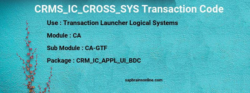 SAP CRMS_IC_CROSS_SYS transaction code