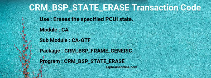 SAP CRM_BSP_STATE_ERASE transaction code