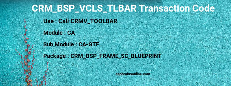 SAP CRM_BSP_VCLS_TLBAR transaction code