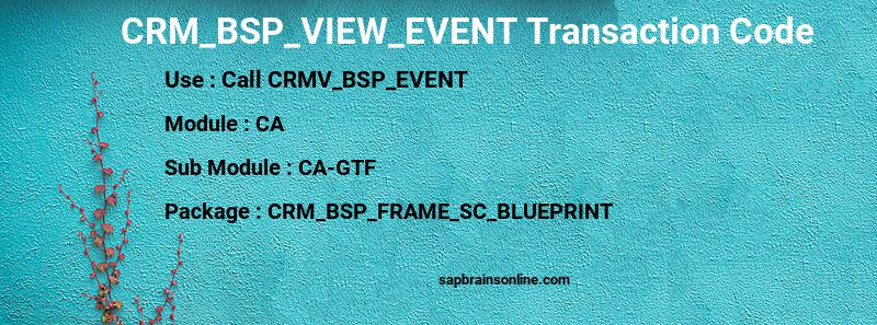 SAP CRM_BSP_VIEW_EVENT transaction code