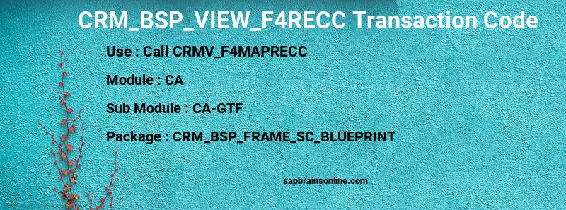 SAP CRM_BSP_VIEW_F4RECC transaction code