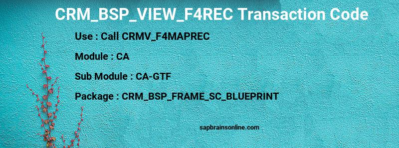 SAP CRM_BSP_VIEW_F4REC transaction code
