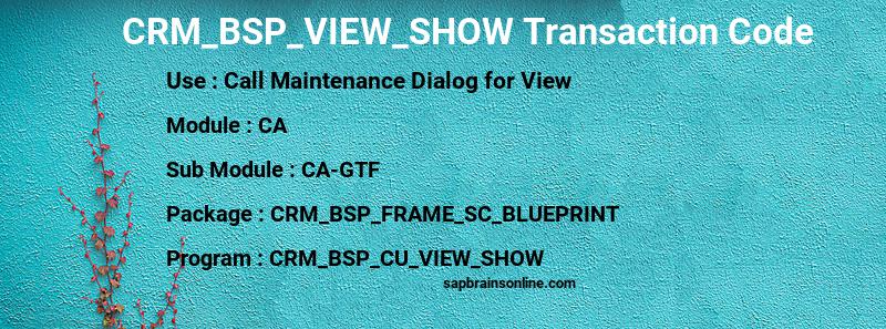 SAP CRM_BSP_VIEW_SHOW transaction code