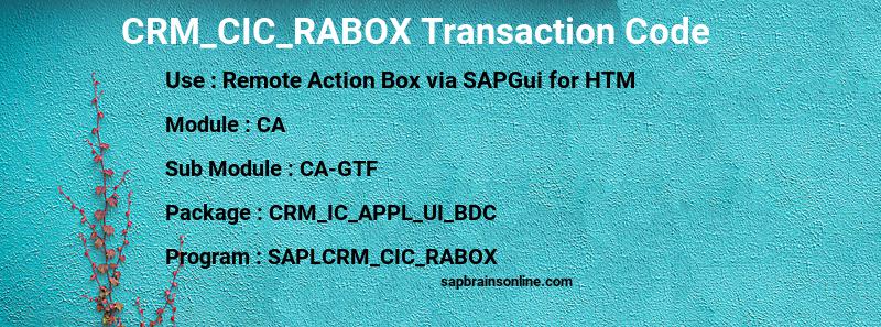 SAP CRM_CIC_RABOX transaction code