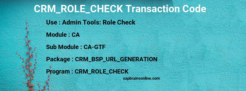 SAP CRM_ROLE_CHECK transaction code